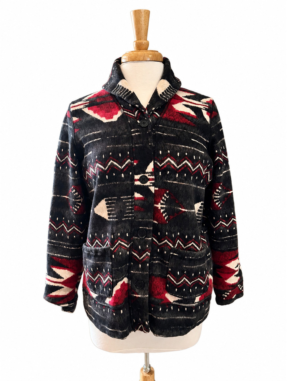 Lauren Jeans Co. Ralph Lauren 1x Southwestern Print Fleece Jacket Cotton Blend